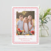 かわいい水彩フレーム ハート ボウ フォト バレンタインズ シーズンカード (スタンド正面)