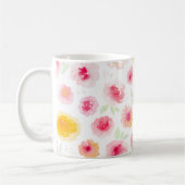 かわいい水彩フローラカラフルピンク コーヒーマグカップ (左)