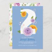 かわいい水彩フローラキッズ2nd誕生日パーティー セーブザデート (正面/裏面)