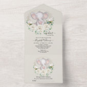 かわいい水彩フローラゾウ赤ちゃんシャワー オールインワン招待状 (内側)