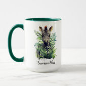 かわいい水彩フローラベビーゼブラサファリ動物 マグカップ (左)