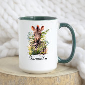 かわいい水彩フローラベビーゼブラサファリ動物 マグカップ