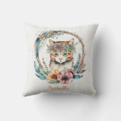 かわいい水彩フローラボホーキャット クッション (裏面)