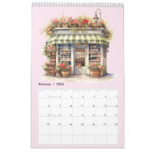 かわいい水彩フローラ店フラワーショップ月次 カレンダー (2月 2026)