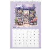 かわいい水彩フローラ店フラワーショップ月次 カレンダー (1月 2026)
