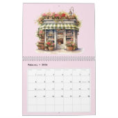 かわいい水彩フローラ店フラワーショップ月次 カレンダー (2月 2026)