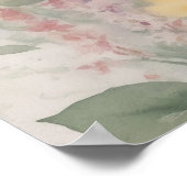 かわいい水彩フローラ猫 ポスター (角)