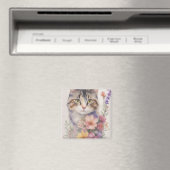 かわいい水彩フローラ猫 マグネット (インサイチュ (食洗機))