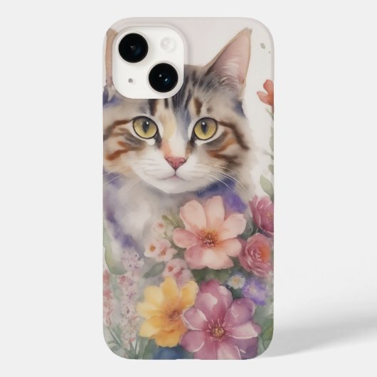 かわいい水彩フローラ猫 Case-Mate iPhoneケース (裏面)