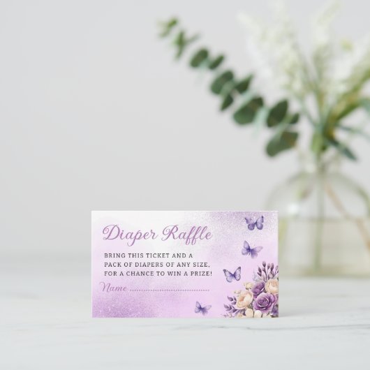 かわいい水彩フローラ赤ちゃんシャワーおむつラッフル エンクロージャーカード (スタンド正面)