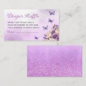 かわいい水彩フローラ赤ちゃんシャワーおむつラッフル エンクロージャーカード (正面/裏面)