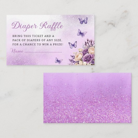 かわいい水彩フローラ赤ちゃんシャワーおむつラッフル エンクロージャーカード (正面/裏面)