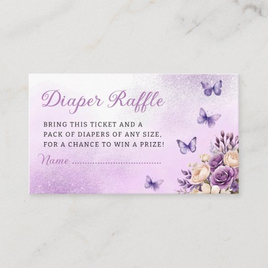 かわいい水彩フローラ赤ちゃんシャワーおむつラッフル エンクロージャーカード (正面)