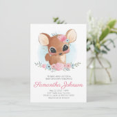 かわいい水彩フローラ鹿ベビーシャワー 招待状 (スタンド正面)