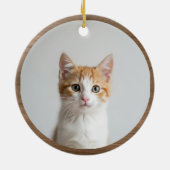 かわいい水彩ブラウン ハート パウプリント ペット セラミックオーナメント (裏面)