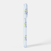 かわいい水彩ブルーベリーのボタニカルストライプ柄 iPhoneケース (右側面)