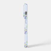 かわいい水彩ブルーベリーのボタニカルストライプ柄 iPhoneケース (左側面)