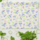 かわいい水彩ブルーベリーの植物柄 キッチンタオル (折り畳み)