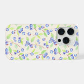 かわいい水彩ブルーベリーの植物柄 iPhoneケース (裏面横)