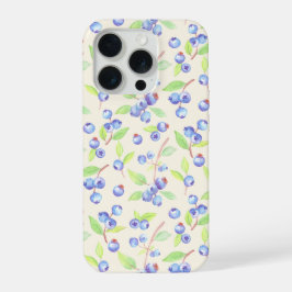 かわいい水彩ブルーベリーの植物柄 iPhone 15 PROケース