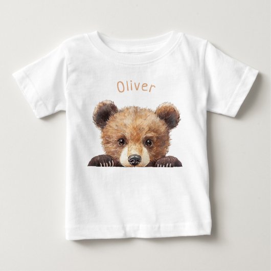 かわいい水彩ベイビーベアのカスタマイズ商品 ベビーTシャツ (正面)