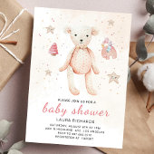 かわいい水彩ベビーおもちゃベビーガールシャワー 招待状