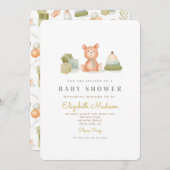 かわいい水彩ベビーおもちゃベビーシャワー 招待状 (正面/裏面)