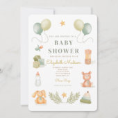 かわいい水彩ベビーおもちゃベビーシャワー 招待状 (正面)