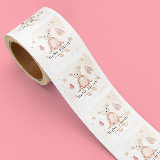 かわいい水彩ベビーおもちゃ赤ちゃんシャワー図書館 スクエアシール