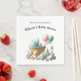 かわいい水彩ベビーおもちゃIベビーシャワー スタンダードランチョンナプキン