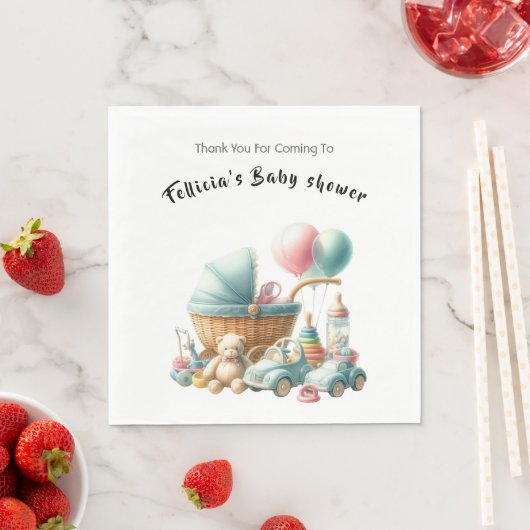 かわいい水彩ベビーおもちゃIベビーシャワー スタンダードランチョンナプキン (インサイチュ)