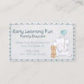 かわいい水彩ベビーエレファントデイケア 名刺 (正面)