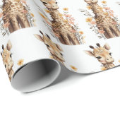 かわいい水彩ベビーキリン模様 ラッピングペーパー (ロールコーナー)