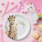 かわいい水彩ベビーキリン赤ちゃんシャワー ペーパープレート (パーティー)