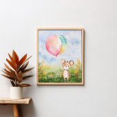 かわいい水彩ベビークマ性別ニュートラル子供部屋 ポスター