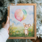 かわいい水彩ベビークマ性別ニュートラル子供部屋 ポスター