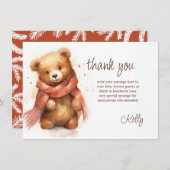 かわいい水彩ベビークマ赤ちゃんシャワー サンキューカード (正面/裏面)