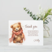 かわいい水彩ベビークマ赤ちゃんシャワー サンキューカード (スタンド正面)