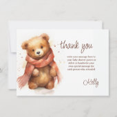 かわいい水彩ベビークマ赤ちゃんシャワー サンキューカード (正面)