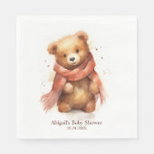 かわいい水彩ベビークマ赤ちゃんシャワー スタンダードランチョンナプキン (正面)