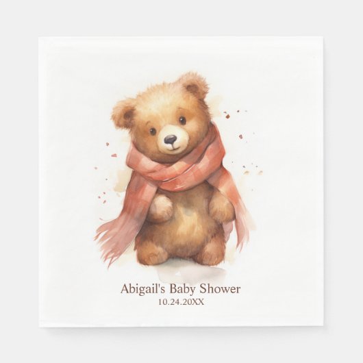 かわいい水彩ベビークマ赤ちゃんシャワー スタンダードランチョンナプキン (正面)