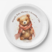 かわいい水彩ベビークマ赤ちゃんシャワー ペーパープレート (正面)