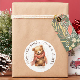 かわいい水彩ベビークマ赤ちゃんシャワー ラウンドシール