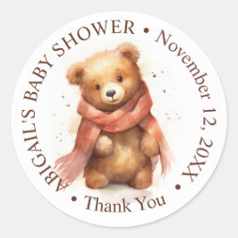 かわいい水彩ベビークマ赤ちゃんシャワー ラウンドシール
