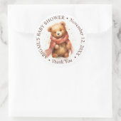 かわいい水彩ベビークマ赤ちゃんシャワー ラウンドシール (バッグ)