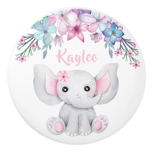 かわいい水彩ベビーゾウ女用 セラミックノブ (正面)