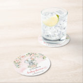 かわいい水彩ベビーゾウ赤面と金ゴールド ラウンドペーパーコースター (インサイチュ)