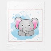 かわいい水彩ベビーゾウ フリースブランケット (正面)