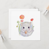 かわいい水彩ベビーチンチラ誕生日 カード (正面/裏面インサイチュ)