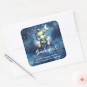 かわいい水彩ベビーディーノとテディベアベビー スクエアシール (封筒)